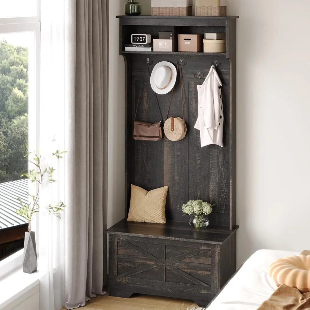 Entryway Bench With Coat Rack And Storage Cabinet Mud Room