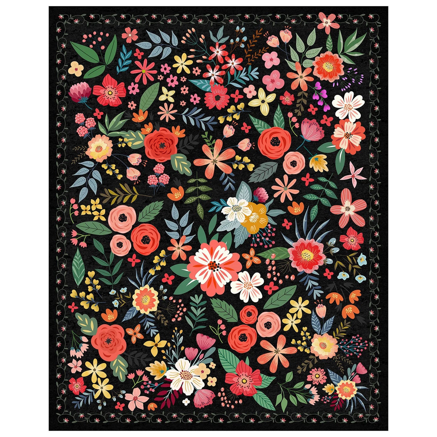 Floor Carpet Boho Floral Soft Rug Washable Non Slip