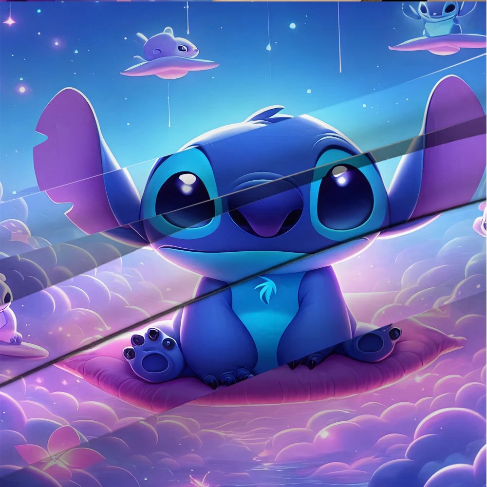 MINISOCN Disney Stitch Velvet Stretch Polyester Cotton Bed Sheets