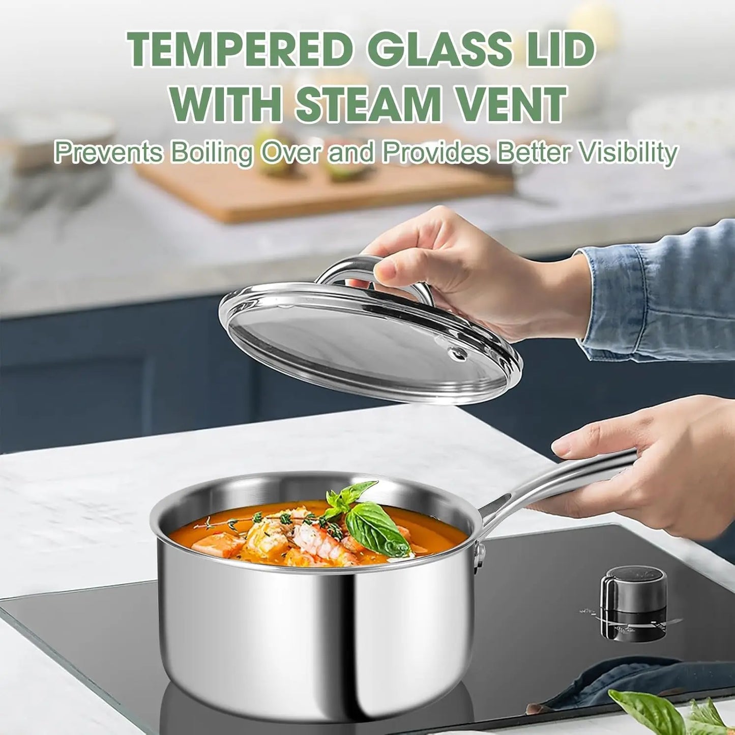 3 Ply Stainless Steel 11-Piece Cookware Set With Lids