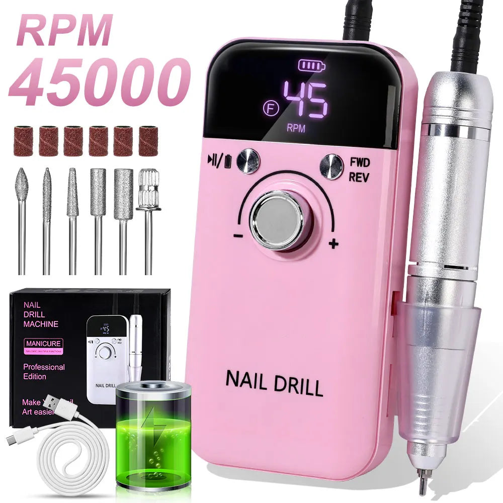 DMJ V6 45000 RPM Electric Nail Drill Polisher Kit Home