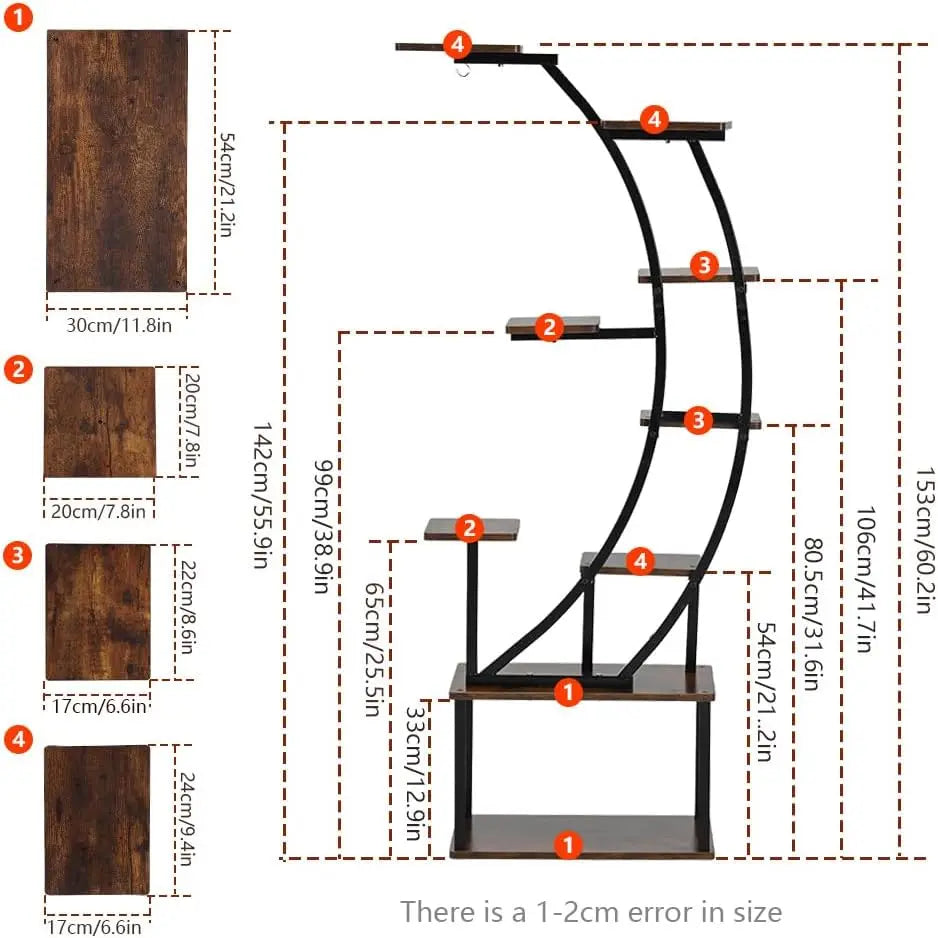 Indoor Plant Stand With Grow Light 9-Tier Metal Shelf