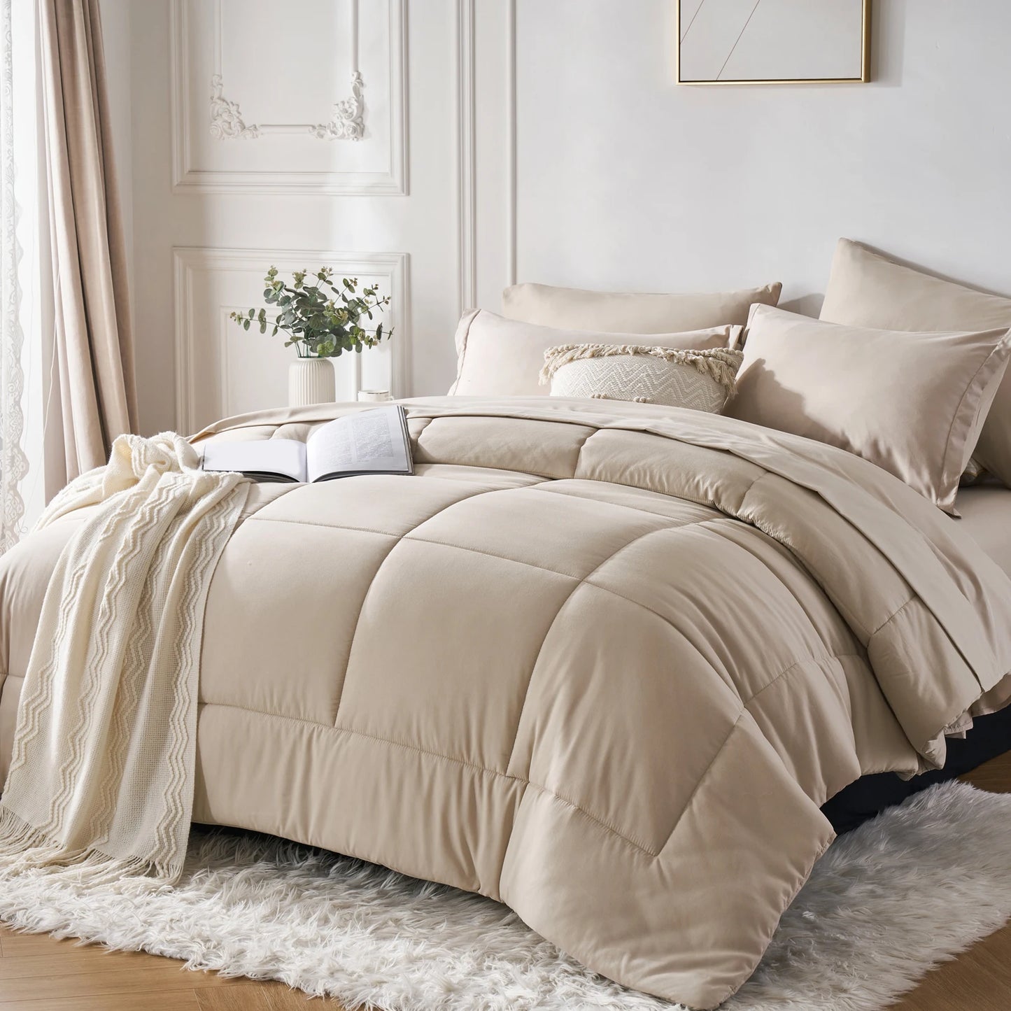 Design Grid 7 Piece Bed In A Bag Queen Comforter Set