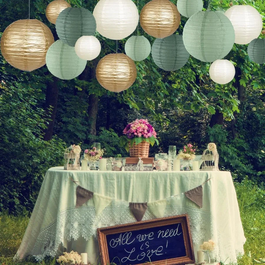 High-concerned Decorative Round Hanging Paper Lanterns for Rustic Weddings
