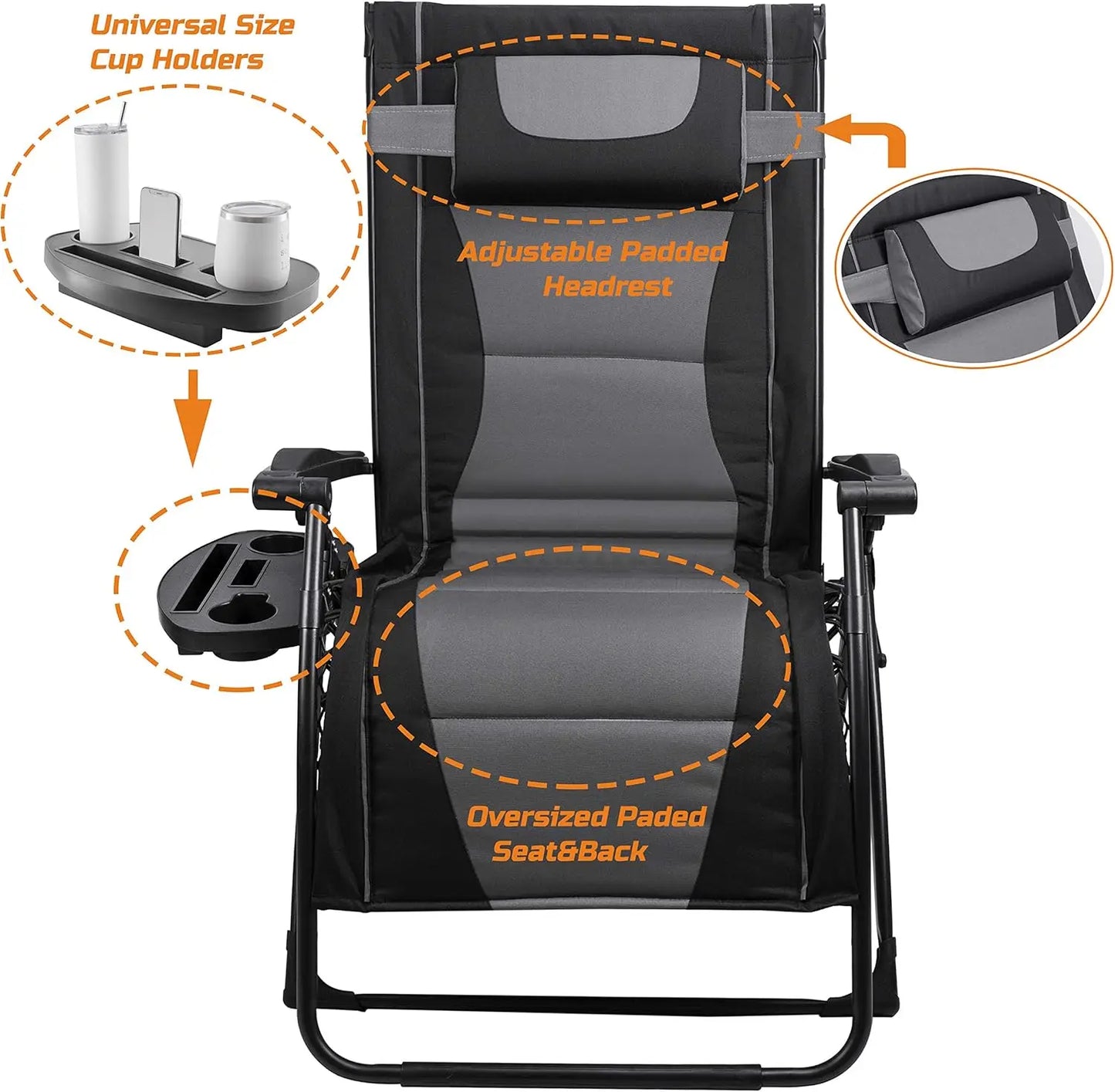 Recliner Folding Chair For Camping And Outdoor Use With Sunshade