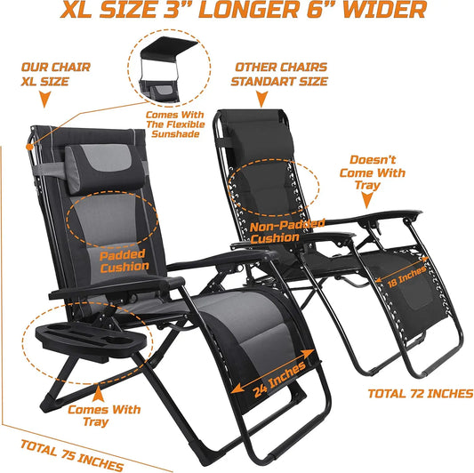 Recliner Folding Chair For Camping And Outdoor Use With Sunshade