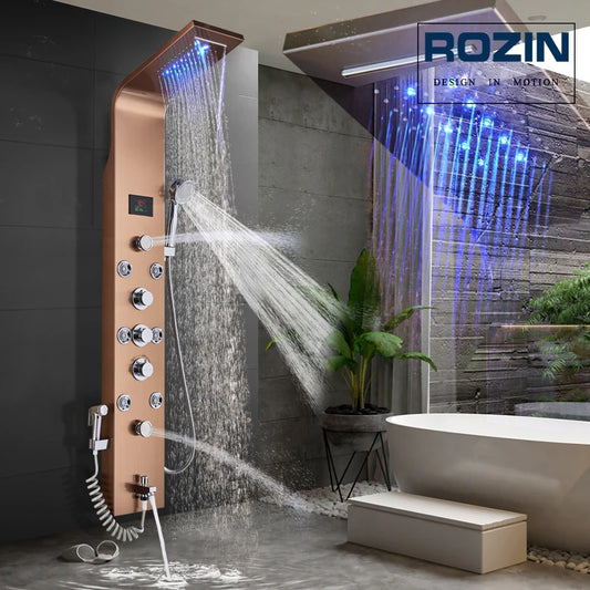 Rozin LED Shower Panel 6 Modes LCD Column Massage Jet