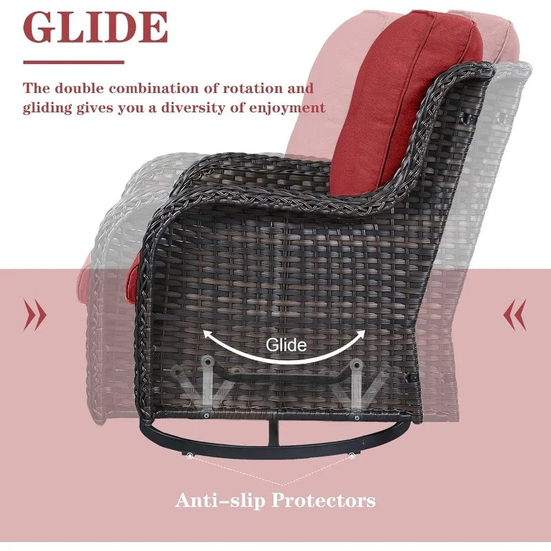 Outdoor Swivel Rocker Patio Chairs Bistro Set With Table