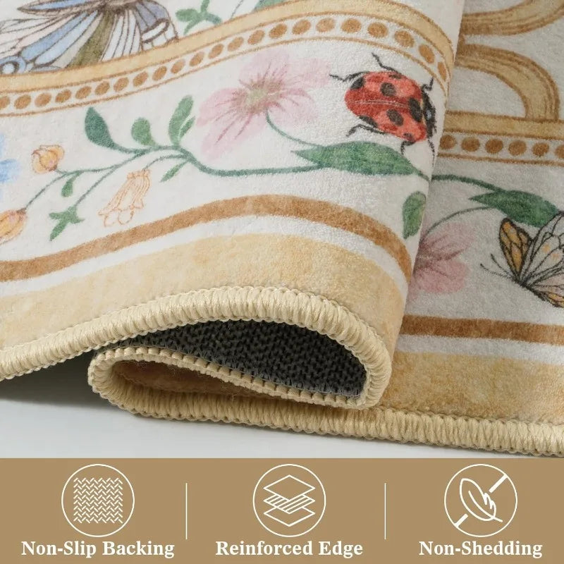 Floral Modern Polyester Living Room Rug for Bedroom Decor