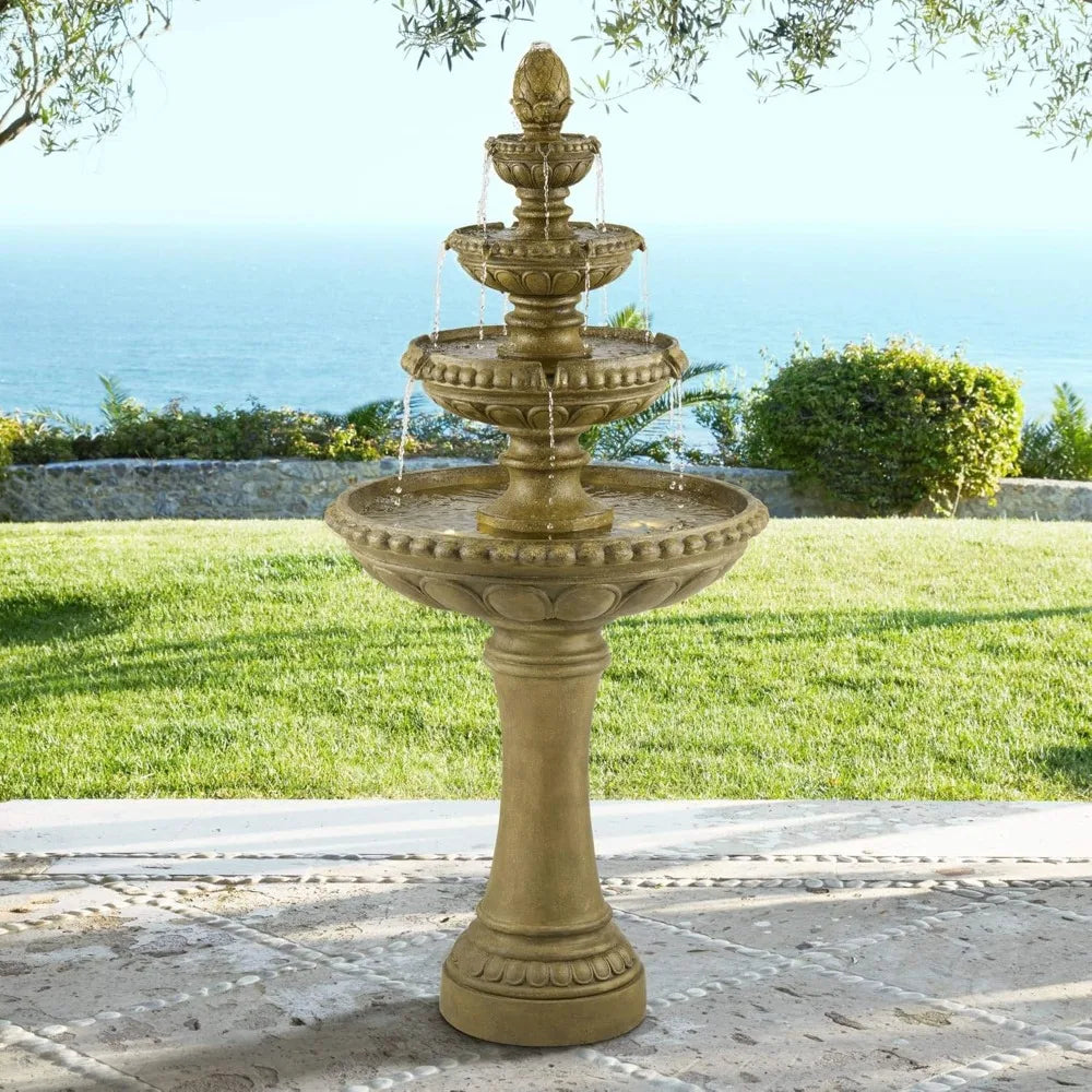 Lamps Plus Sag Harbor Outdoor Sand Stone Floor Fountain With LED Light