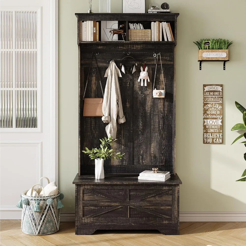 Entryway Bench With Coat Rack And Storage Cabinet Mud Room