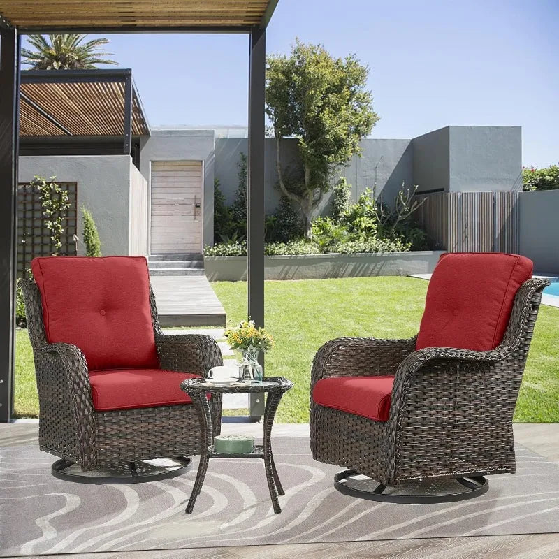 Outdoor Swivel Rocker Patio Chairs Bistro Set With Table