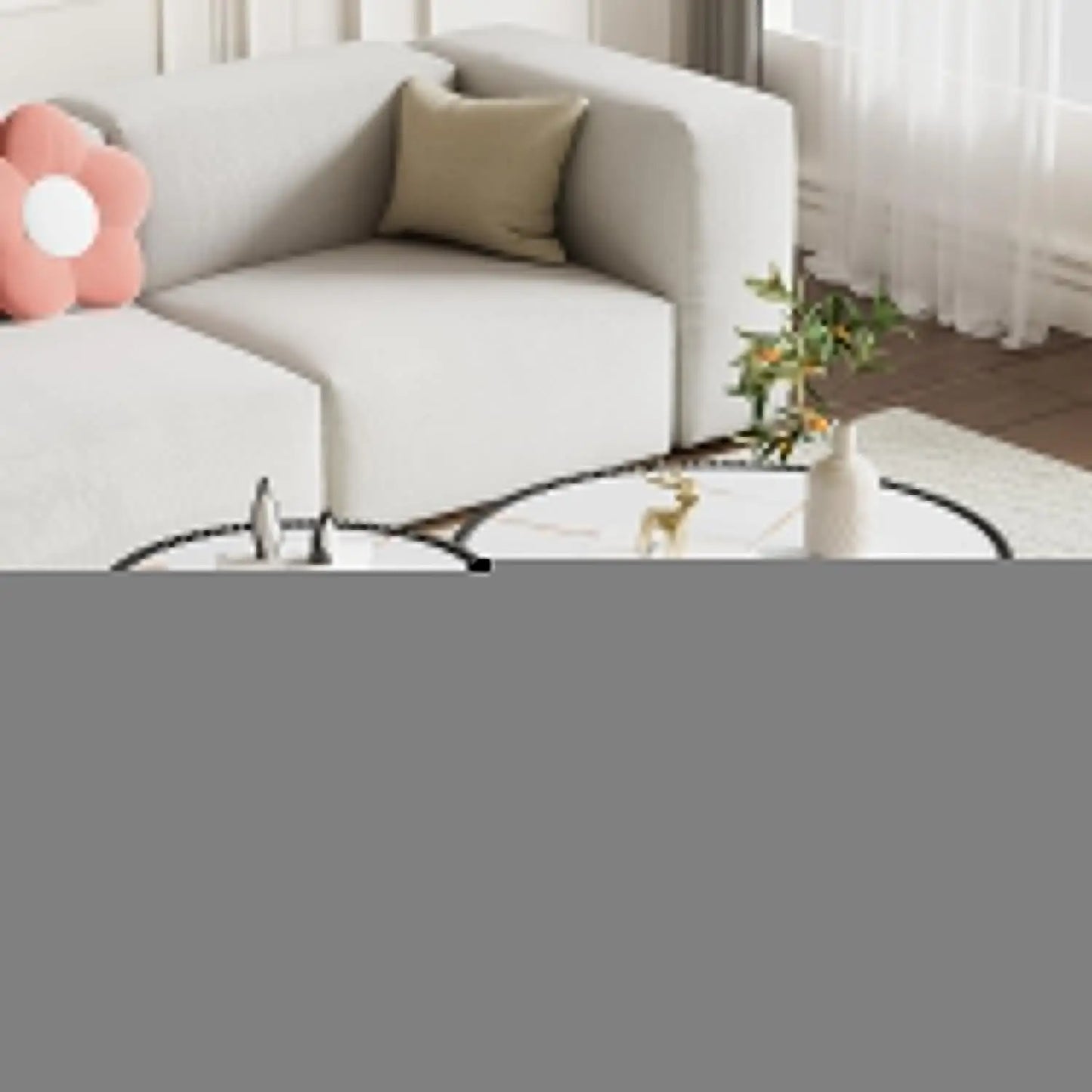 Two Piece Sintered Stone Coffee Table Set With PU Leather