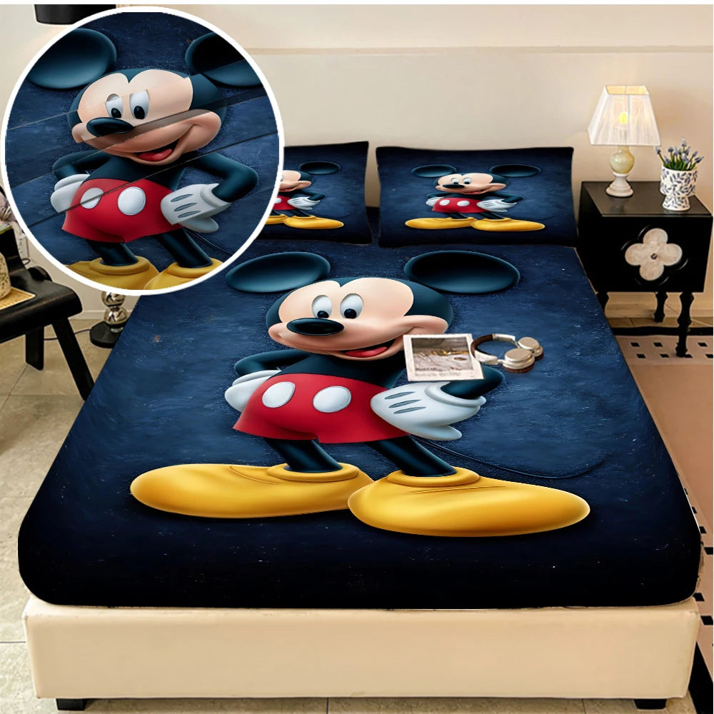 Minisocn Disney Mickey Mouse Velvet Stretch Bed Sheets