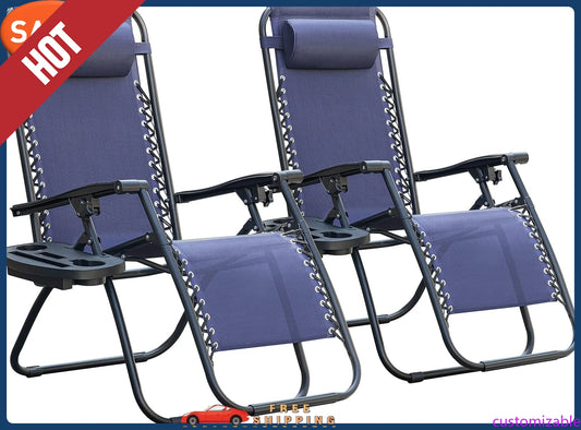XMSJ Zero Gravity Chair Patio Folding Lounge Cup Holder Pillows