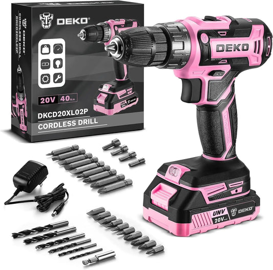DEKO 20V Cordless Drill Set For Women Power Tool Kit