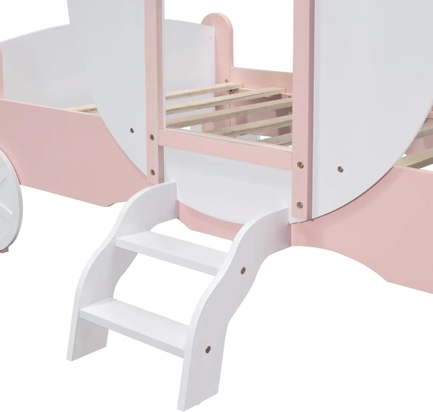 YQXH Wood PrincBed Carriage Bed With Crown And Stairs