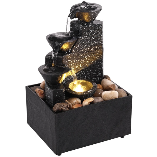 Hign-concerned Art Waterfall Desk Fountain Three Layer Decoration