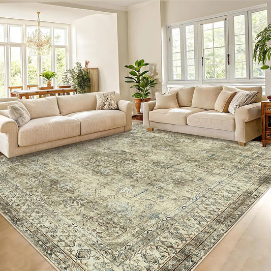 HiMISS Washable Vintage Area Rug for Living Room and Bedroom