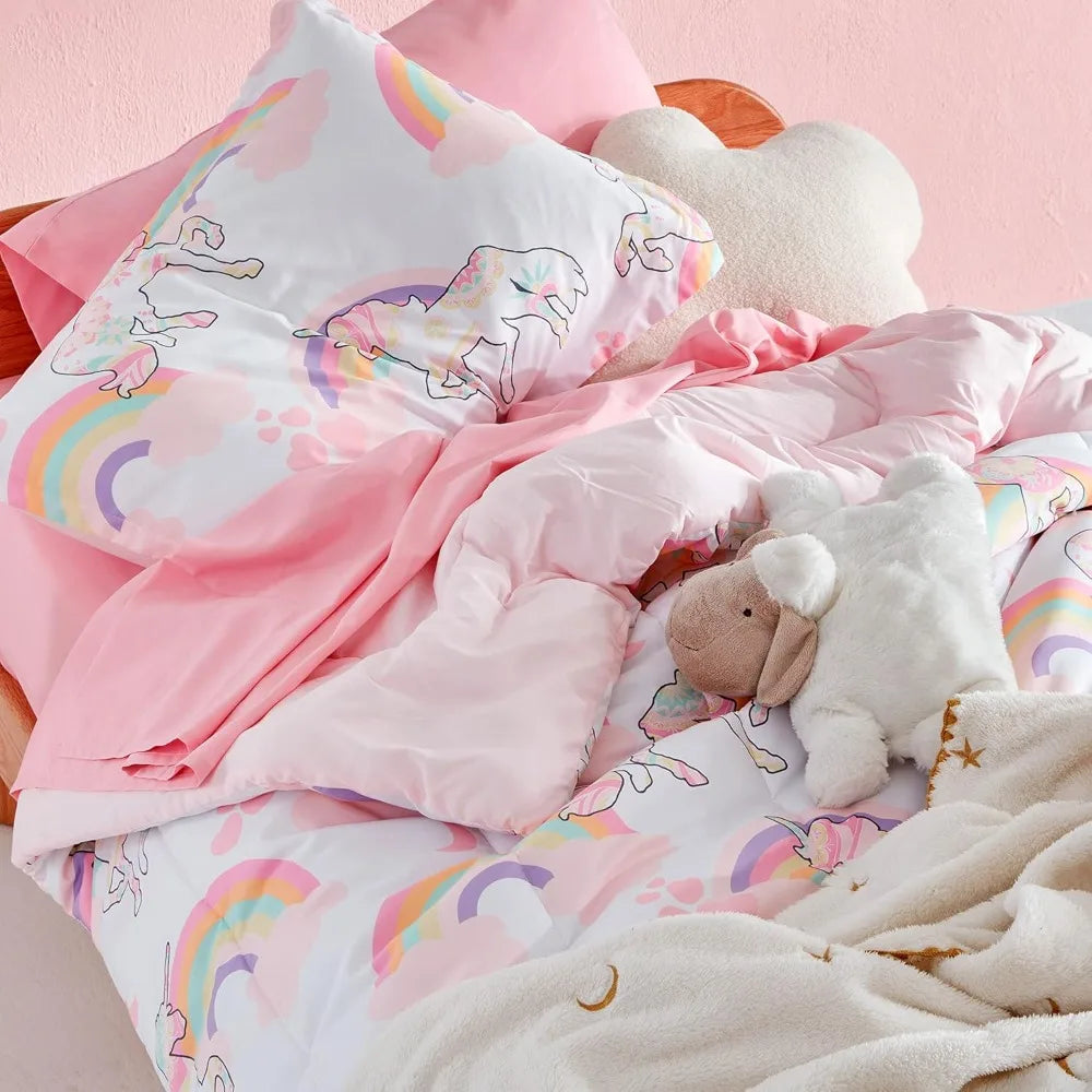 Kids Unicorn Bedding Set 7 Piece With Comforter Sheets Pillowcases