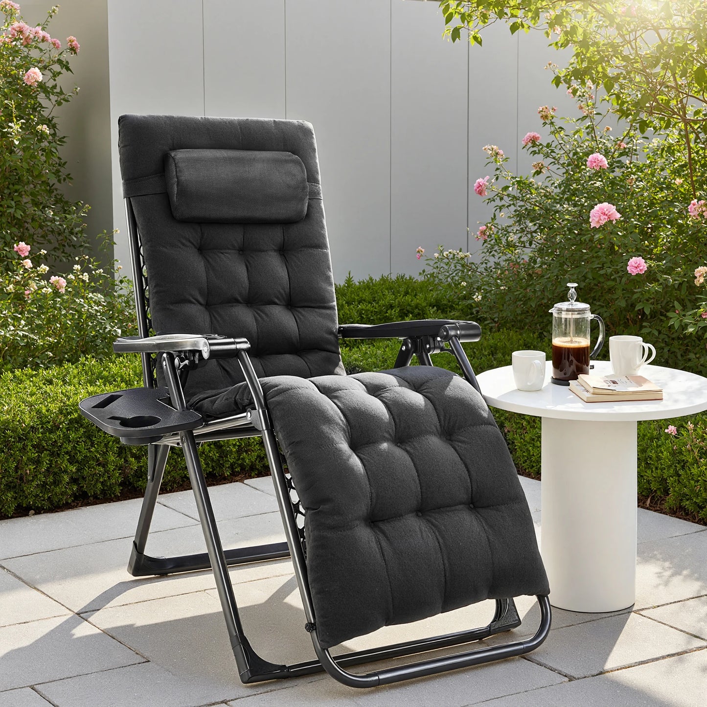 JHK Zero Gravity Recliner Folding Outdoor Chair With Cup Holders