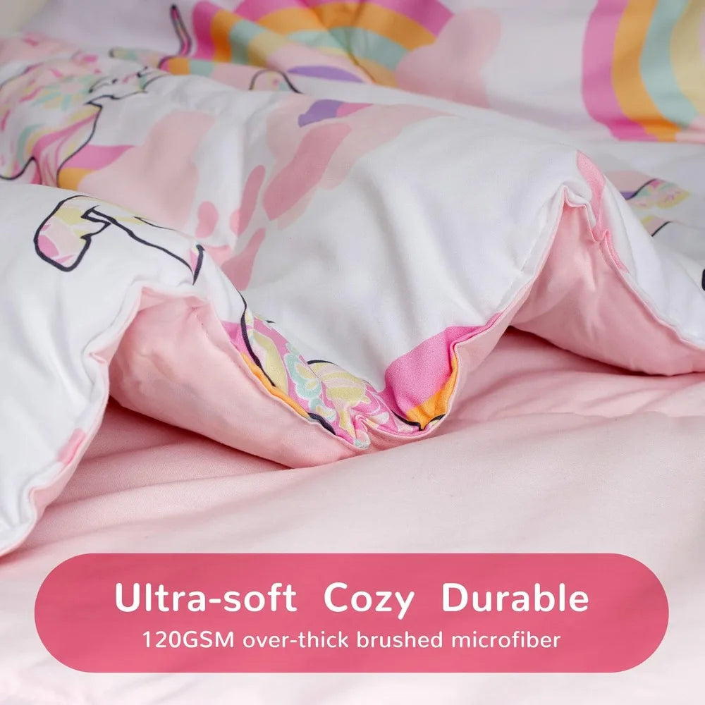 Kids Unicorn Bedding Set 7 Piece With Comforter Sheets Pillowcases