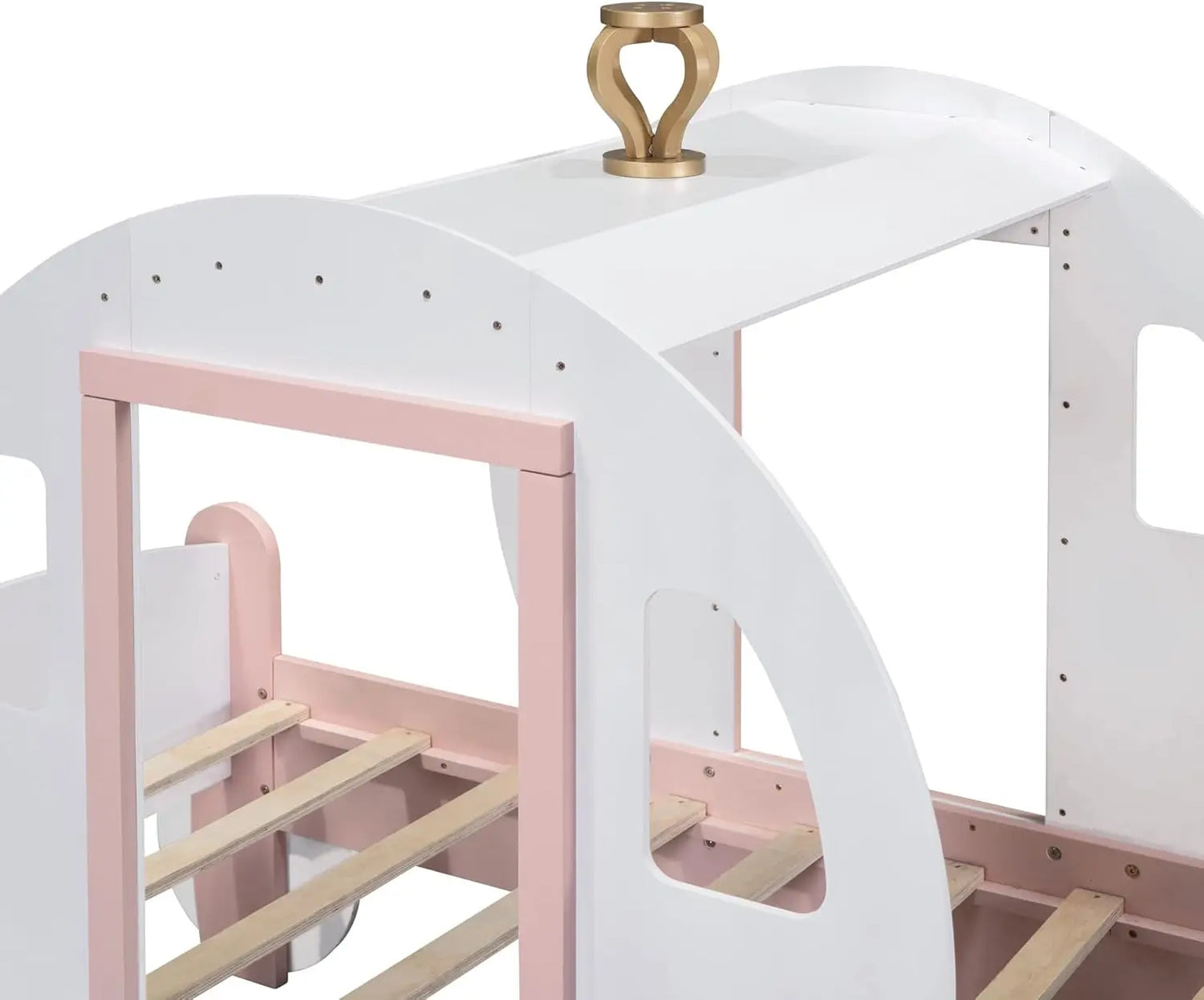 YQXH Wood PrincBed Carriage Bed With Crown And Stairs