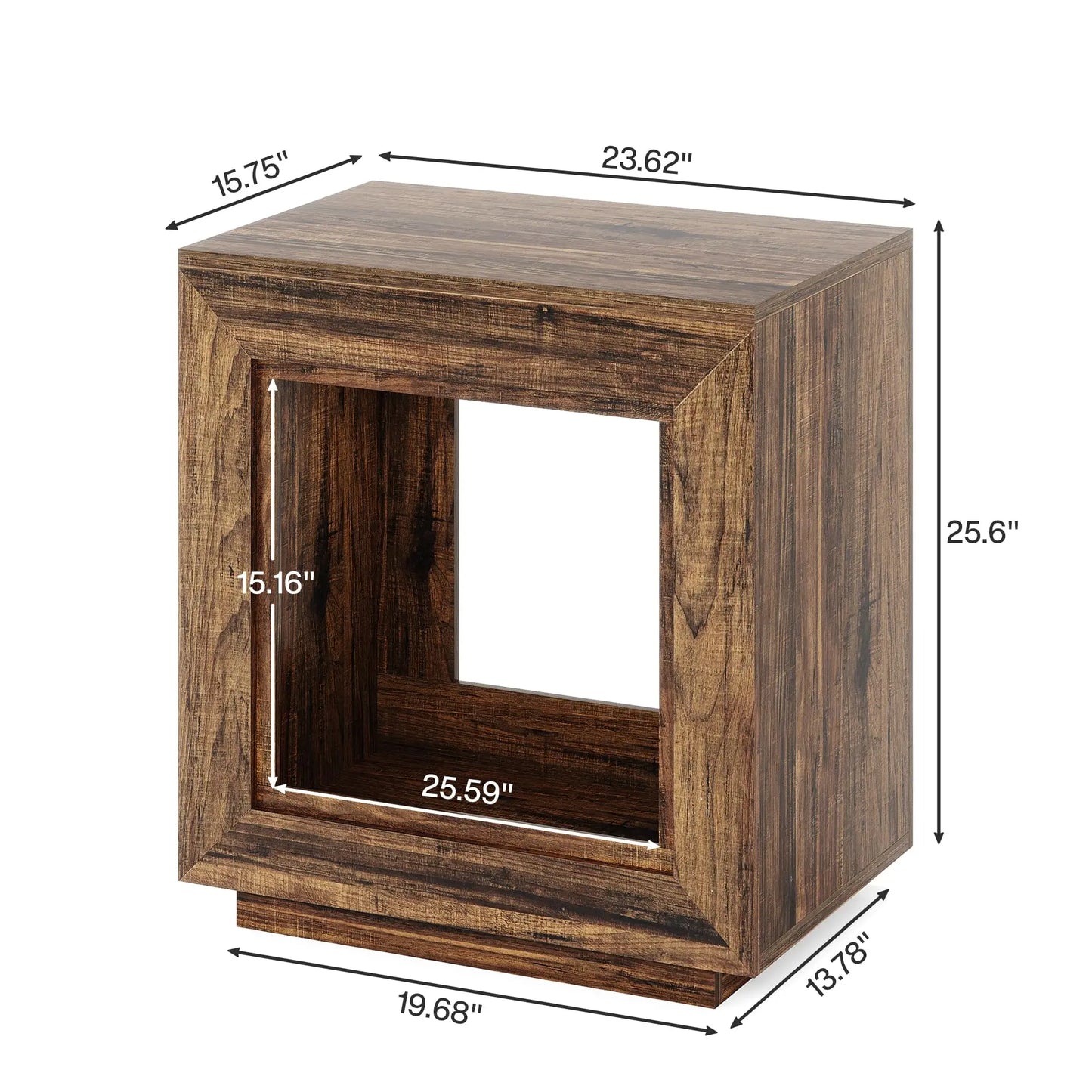 Tribesigns Rustic Wood End Table With Storage Shelf