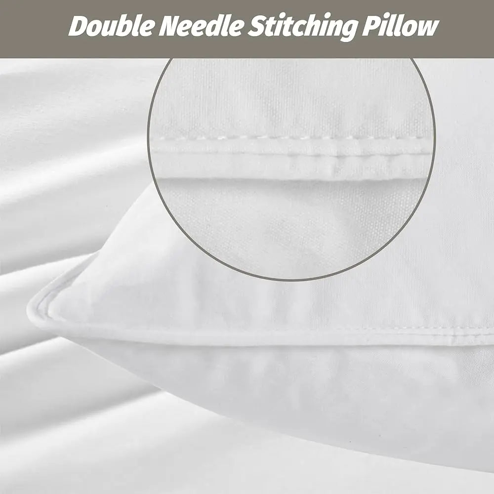 WQSPRING Goose Feather Down Pillows Two Pack Cotton Cover For Back Sleepers