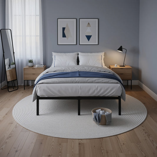 HOOMIC Heavy-Duty Metal Bed Frame With Under-Bed Storage