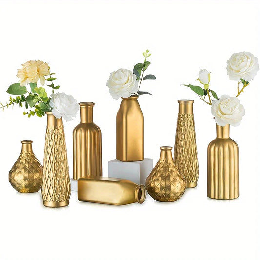 Function Cylindrical Glass Vase with Gilded Finish