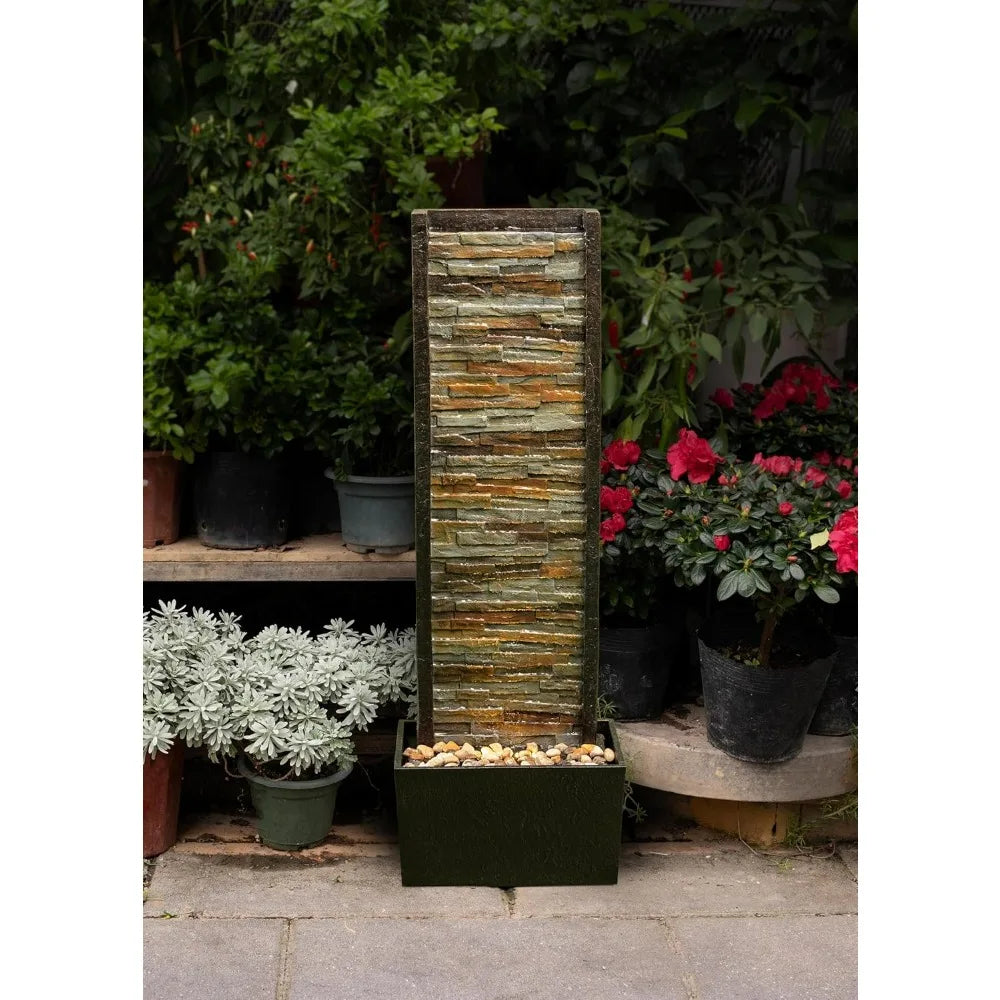 ChengPin Outdoor Indoor Illuminated Stone Cascade Waterfall Fountain