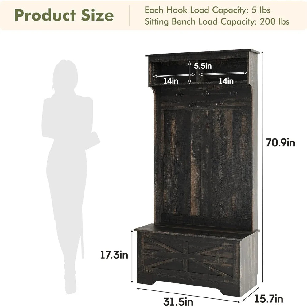 Entryway Bench With Coat Rack And Storage Cabinet Mud Room