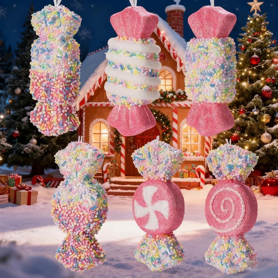 Langxun 6pcs Candy Land Hanging Candy Cane Christmas Decor
