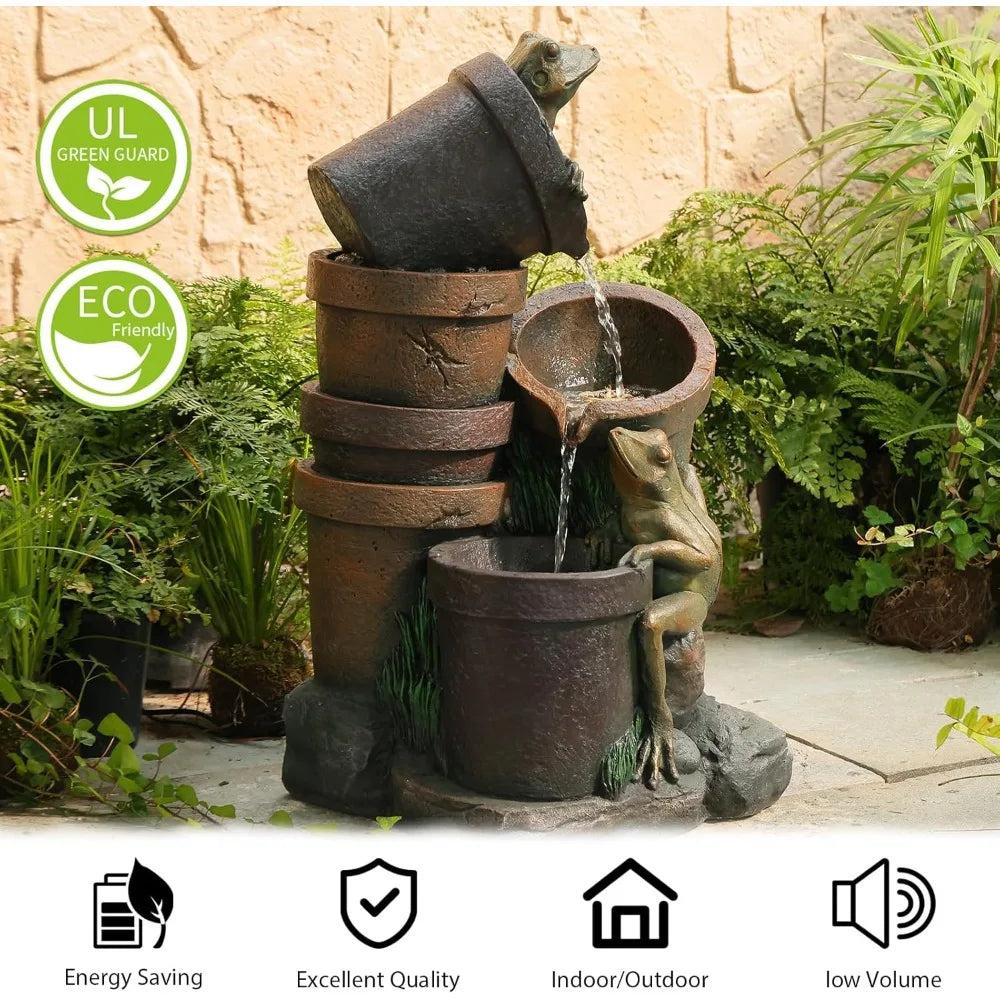 Bumilgar Frog Garden Fountain 3 Tier Cascading Water Feature