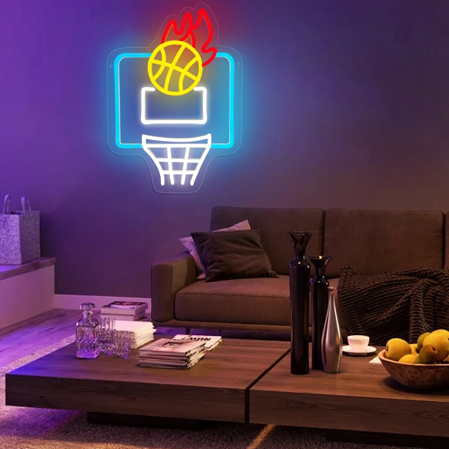 Hign-concerned Basketball Neon Sign Dimmable USB LED Wall Decoration
