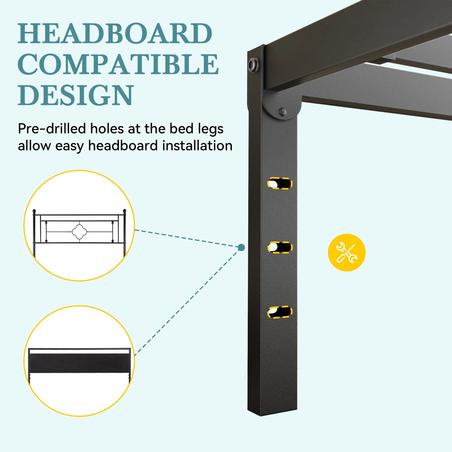 HOOMIC Heavy-Duty Metal Bed Frame With Under-Bed Storage