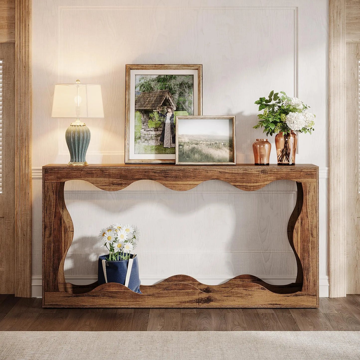 Tribesigns Farmhouse Console Table With Storage For Entryway And Sofa