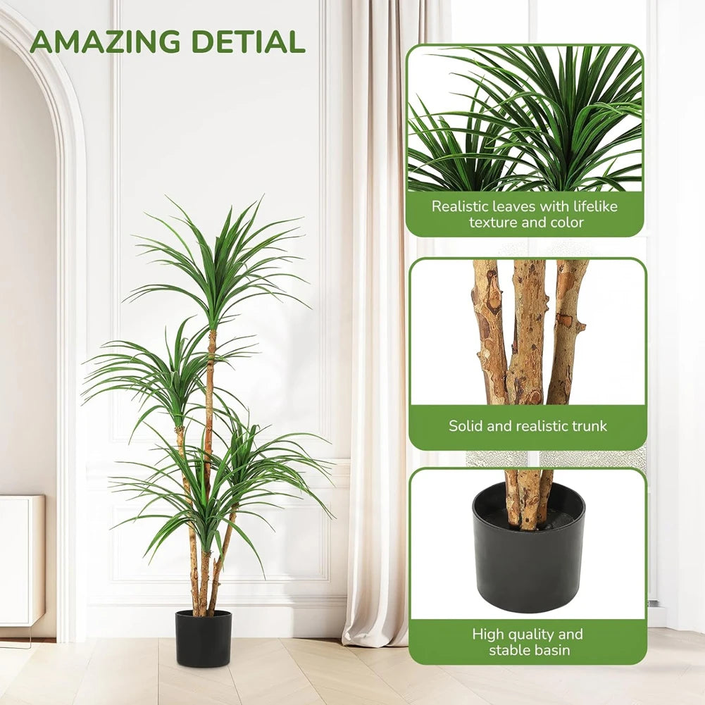StudysetCN Artificial Dracaena Tree Realistic Indoor Houseplant