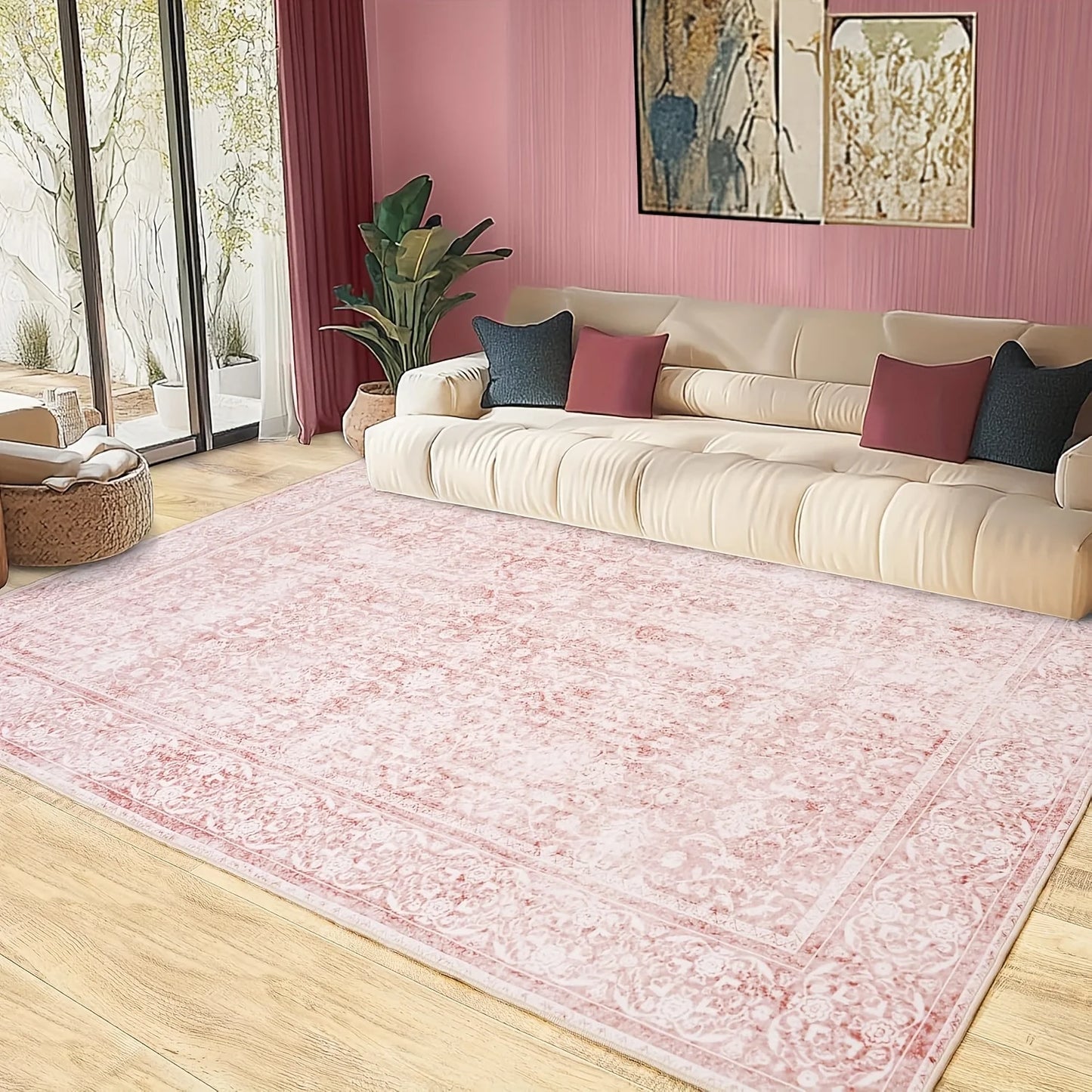 NONEDesign Aubusson Floral Polyester Living Room Rug