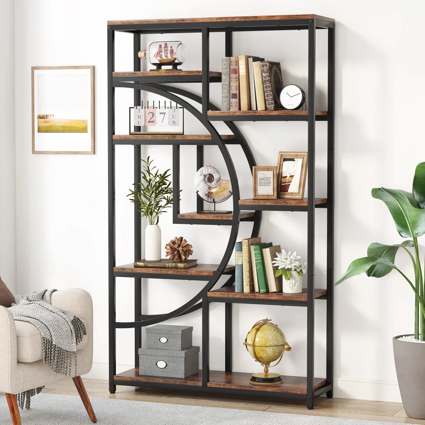 Tribesigns Industrial 5 Tier Etagere Bookshelf Freestanding Bookcase