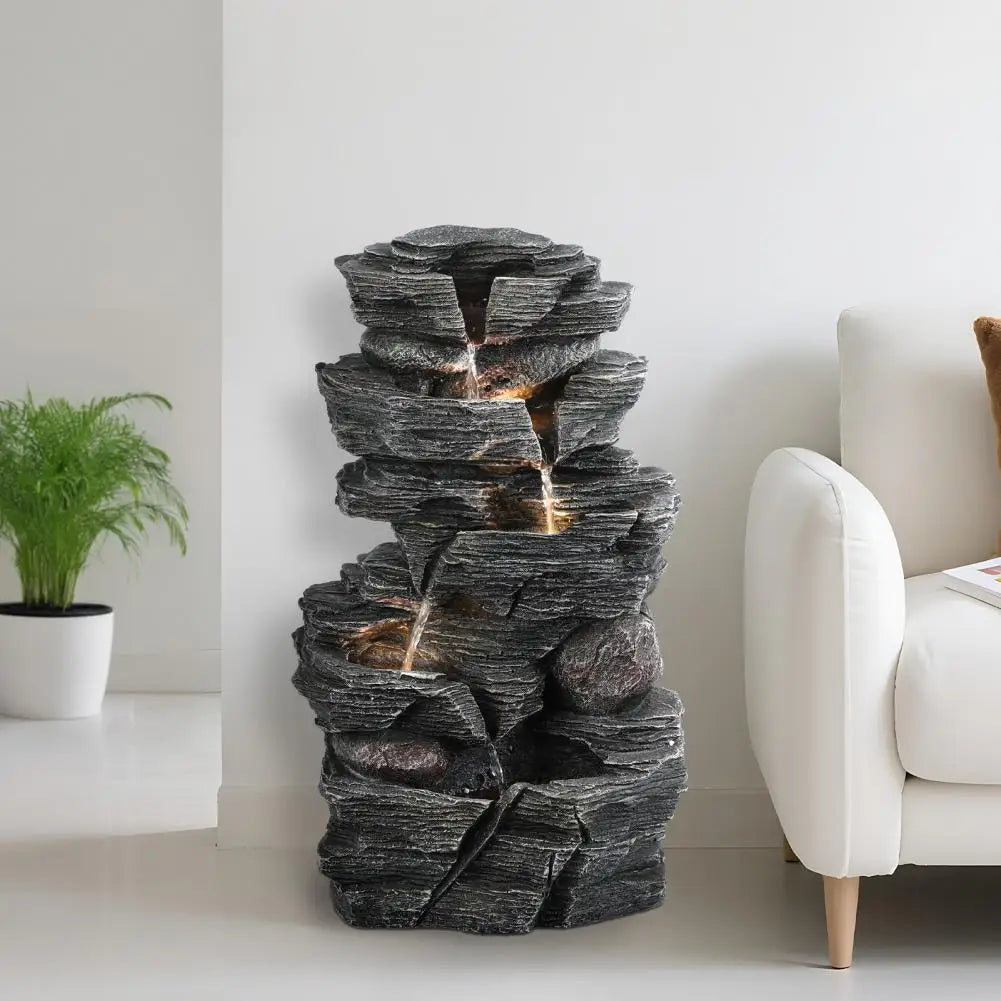 Rock Waterfall Fountain For Garden And Patio With LED Light