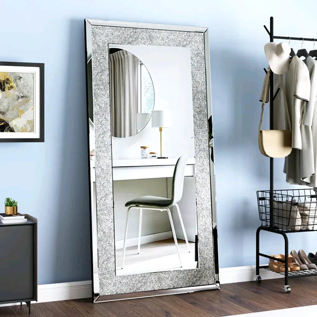 LUVODI Rhinestone Frameless Vanity Mirror Wall Mount