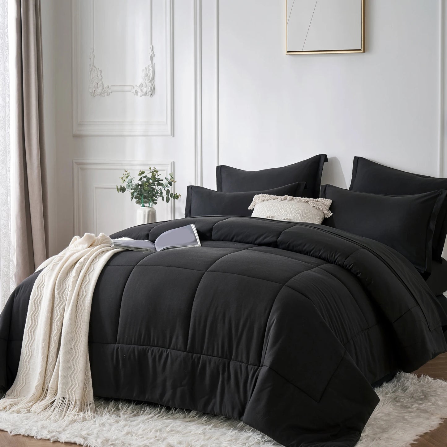 Design Grid 7 Piece Bed In A Bag Queen Comforter Set