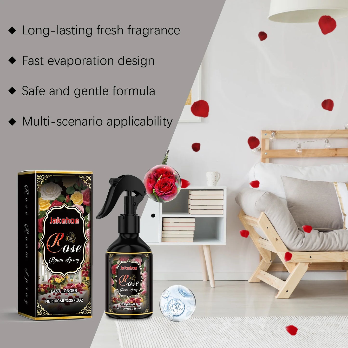 Jakehoe Rose Scent Room Spray Air Freshener For Office Bedroom