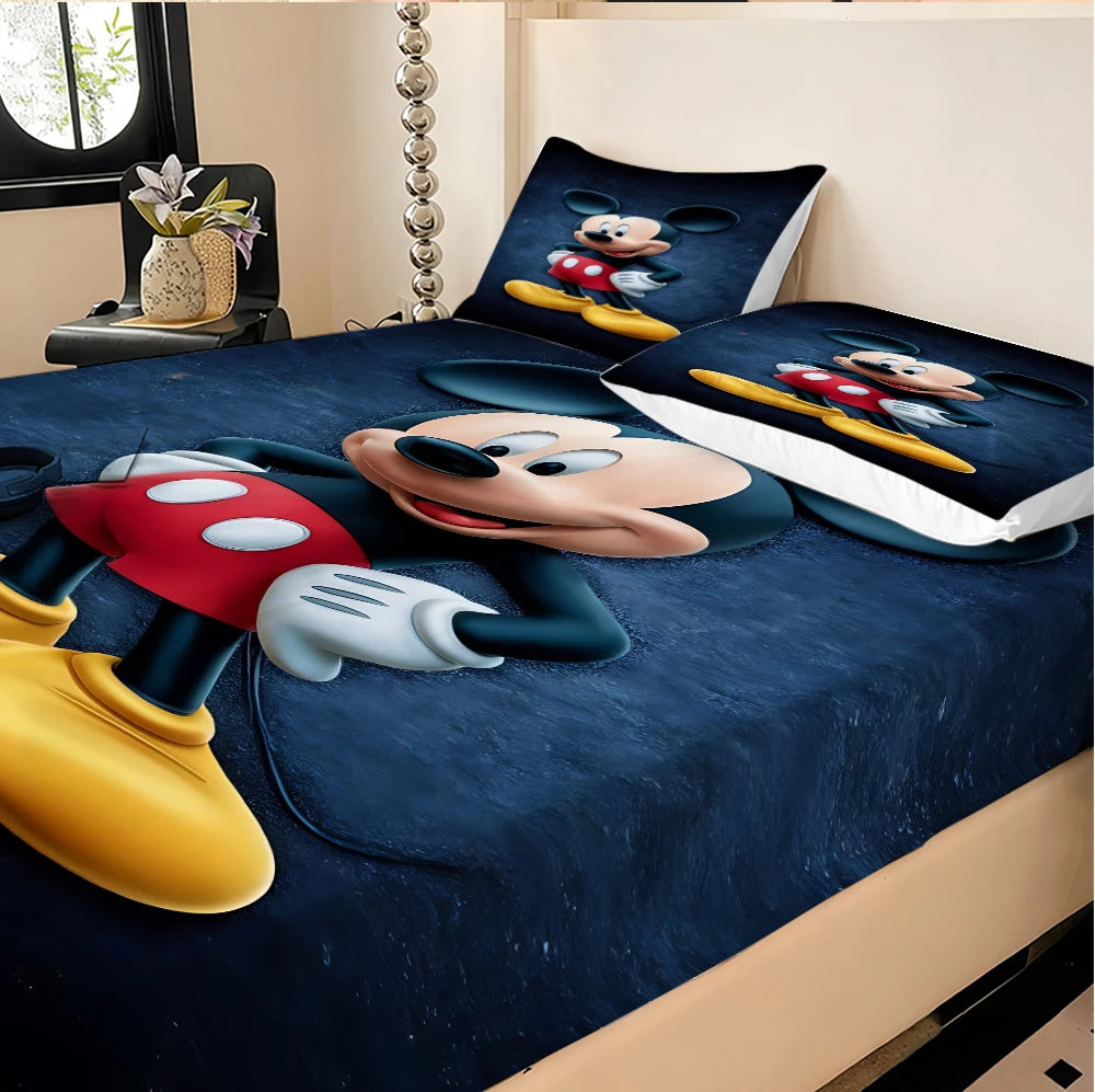 Minisocn Disney Mickey Mouse Velvet Stretch Bed Sheets