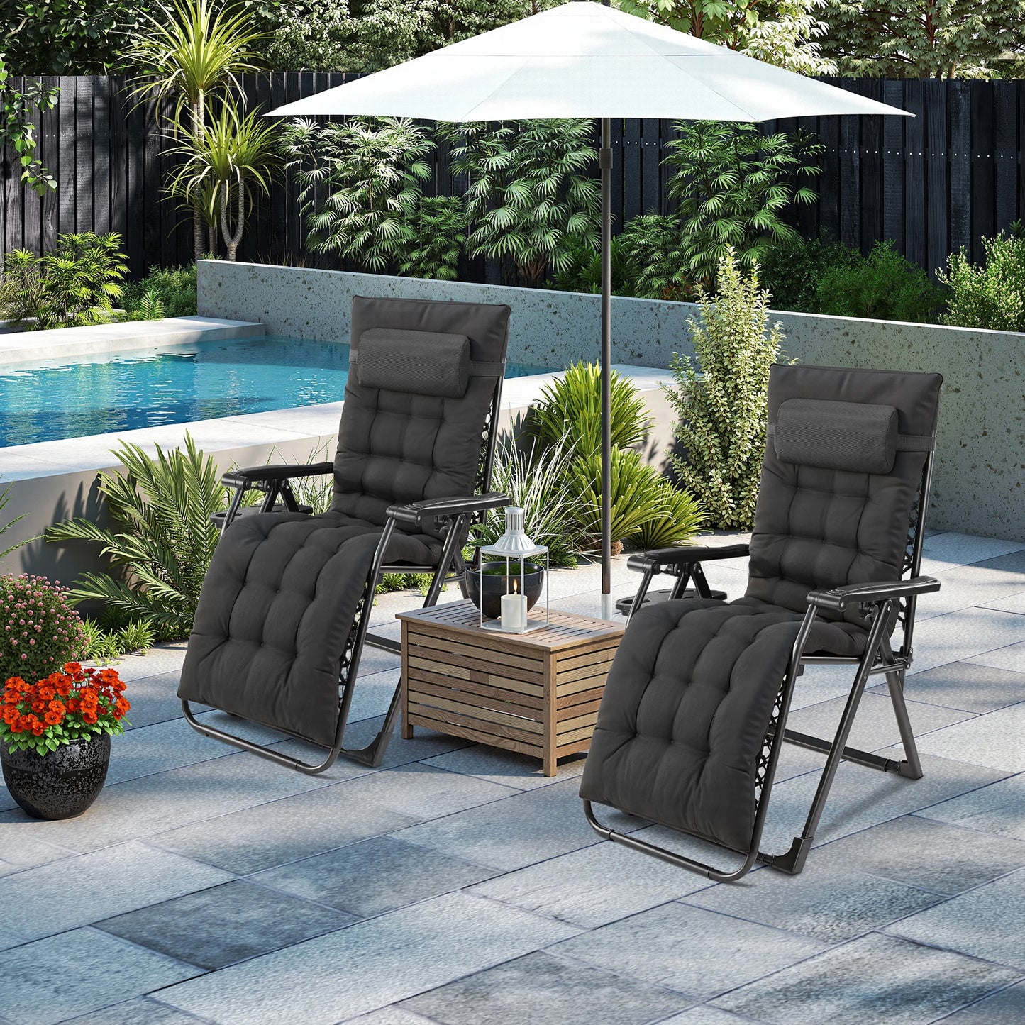 JHK Zero Gravity Recliner Folding Outdoor Chair With Cup Holders