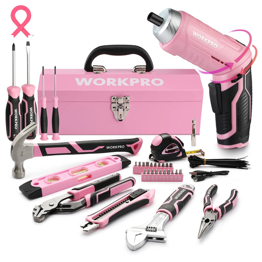 WORKPRO 74 Piece Cordless Tool Set With Rotatable Screwdriver