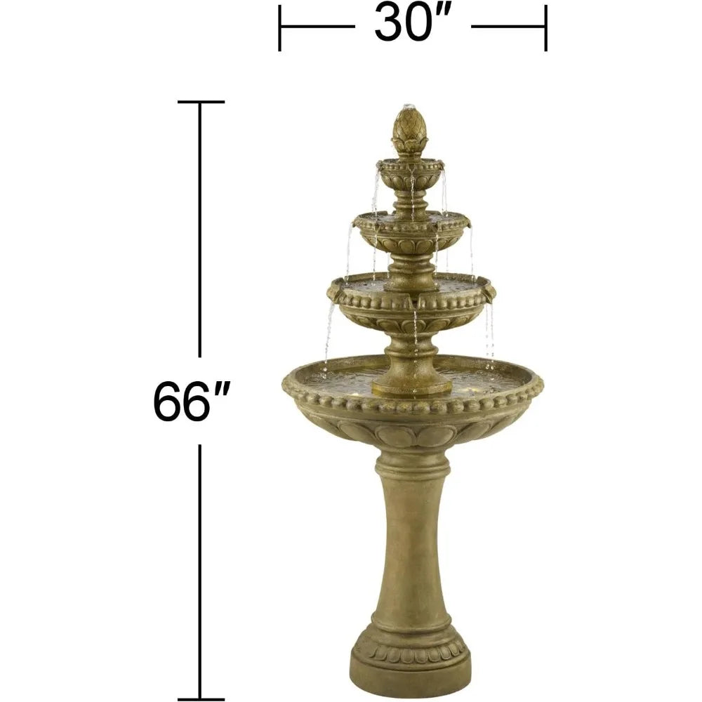 Lamps Plus Sag Harbor Outdoor Sand Stone Floor Fountain With LED Light