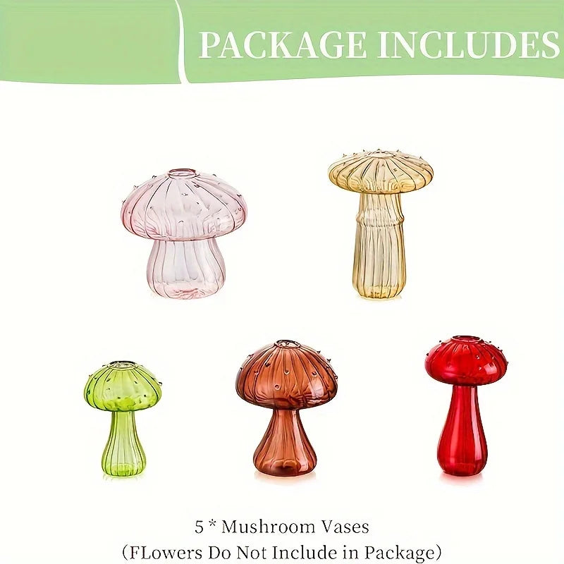 Function Mushroom Glass Vase Mini Plant Container